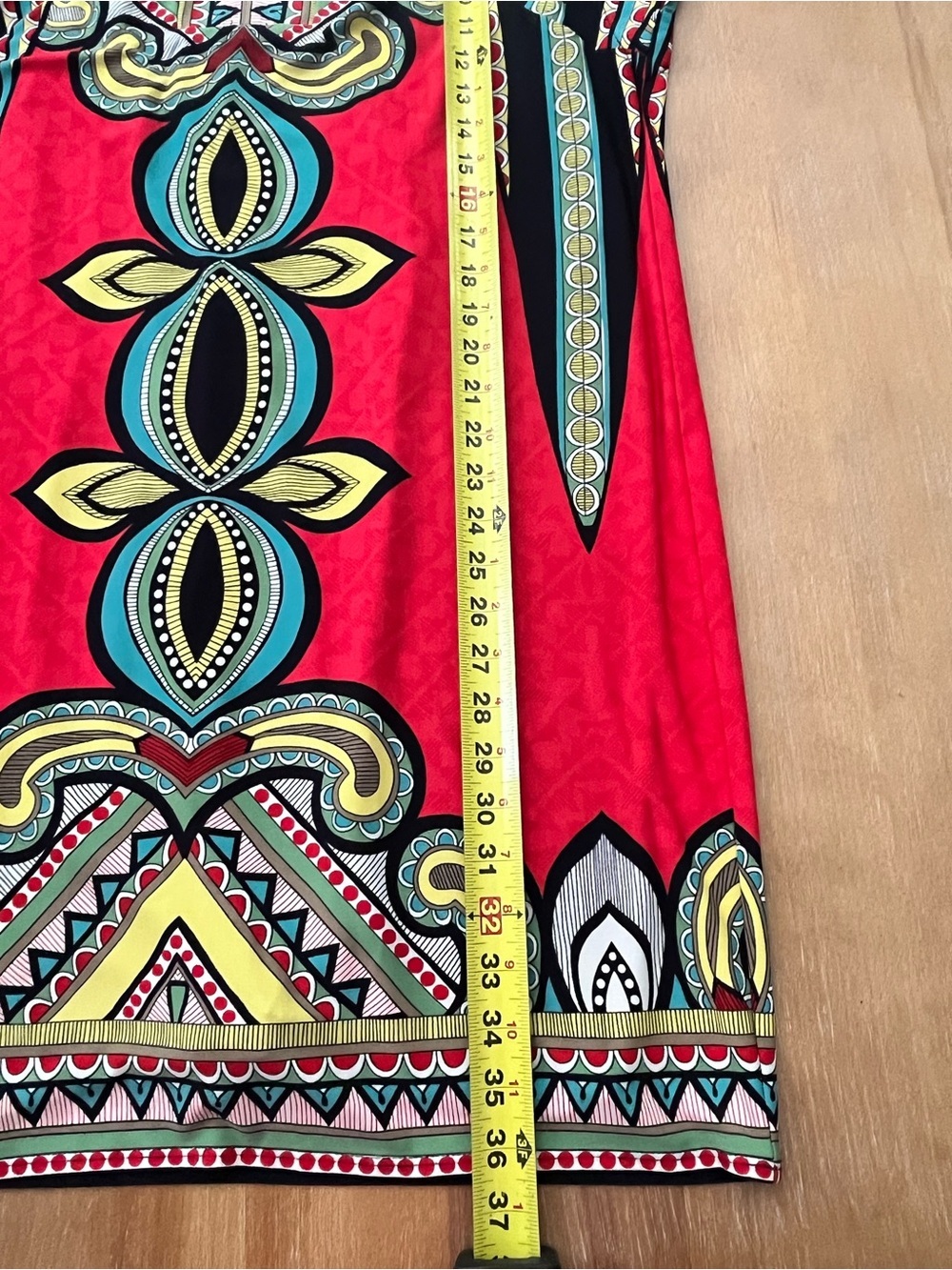 Laundry by Shelli Segal Red Geometric Tribal V-Neck Shift Dress L - Picture 6 of 8